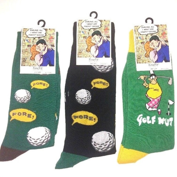 Fine Fit Other - NWT 3-Pair Golf-Themed Novelty Socks Socks
